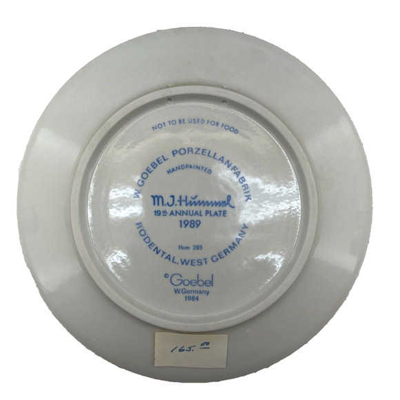 Vintage Goebel M.J HUMMEL 19th Annual Plate 1989 1pc Memorabilia W/ Box - Picture 2 of 14